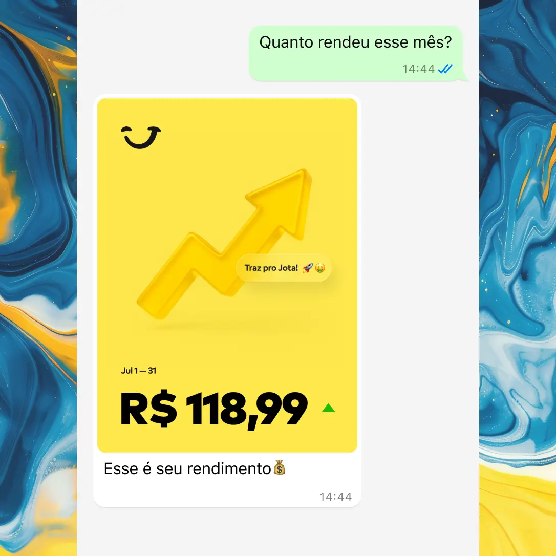 Rendimento automático do Jota mostrando R$ 118,99