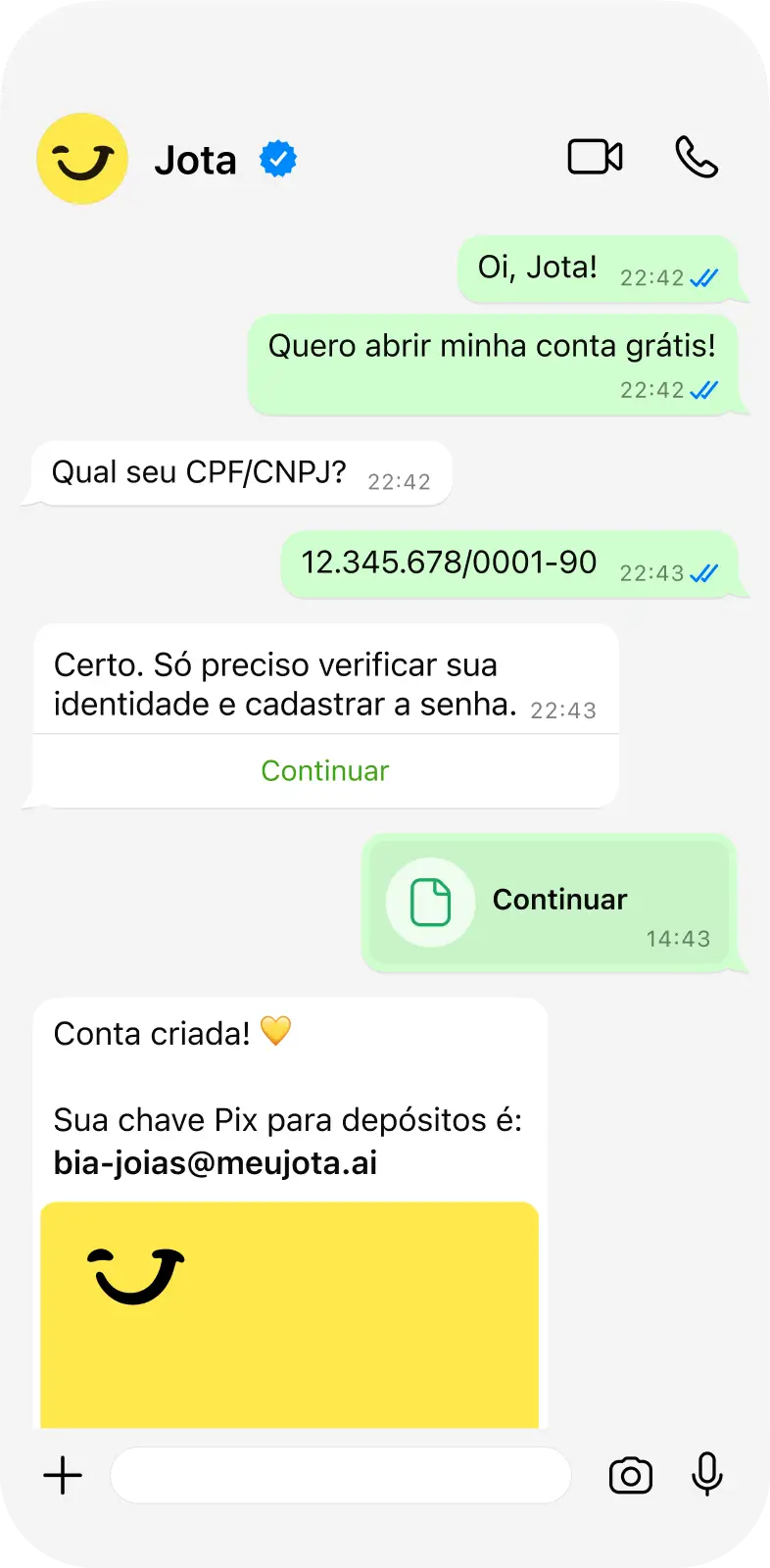 Passo a passo para abrir a conta PJ no Jota