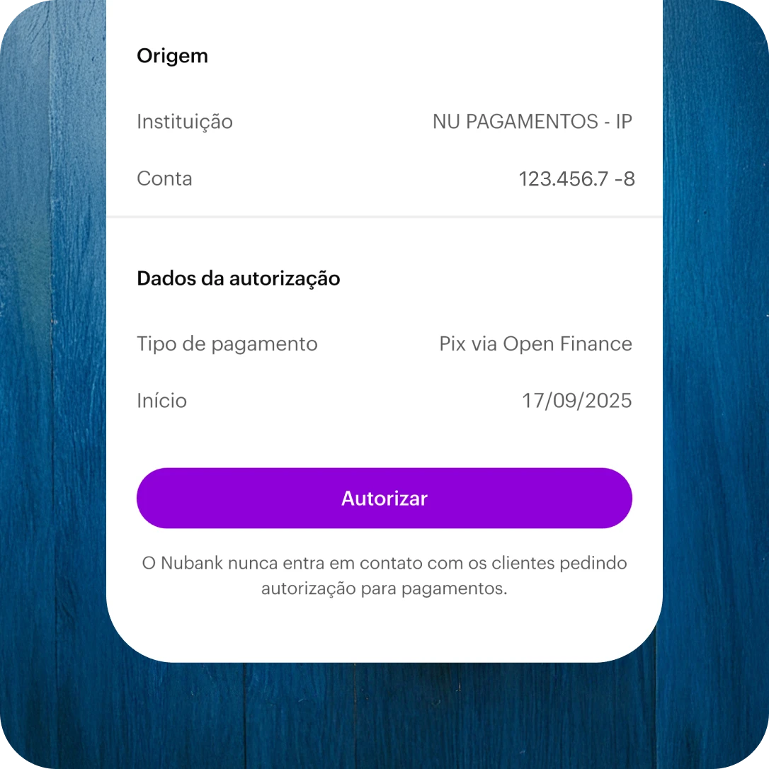 Autorizar conexão no app do banco