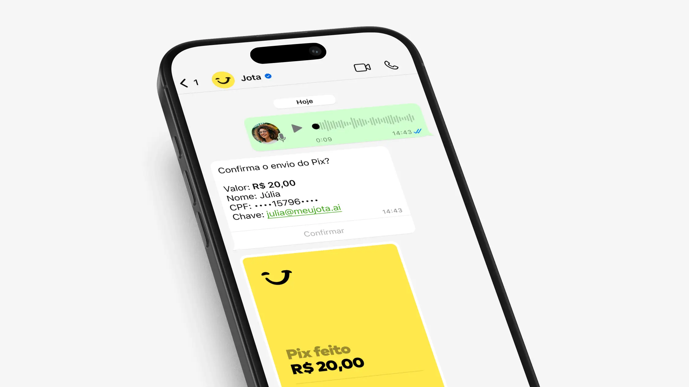 Pix no Jota - Envie e receba dinheiro pelo WhatsApp