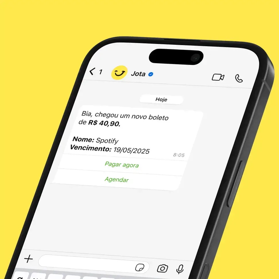 Radar de boletos do Jota mostrando todas as contas organizadas no WhatsApp