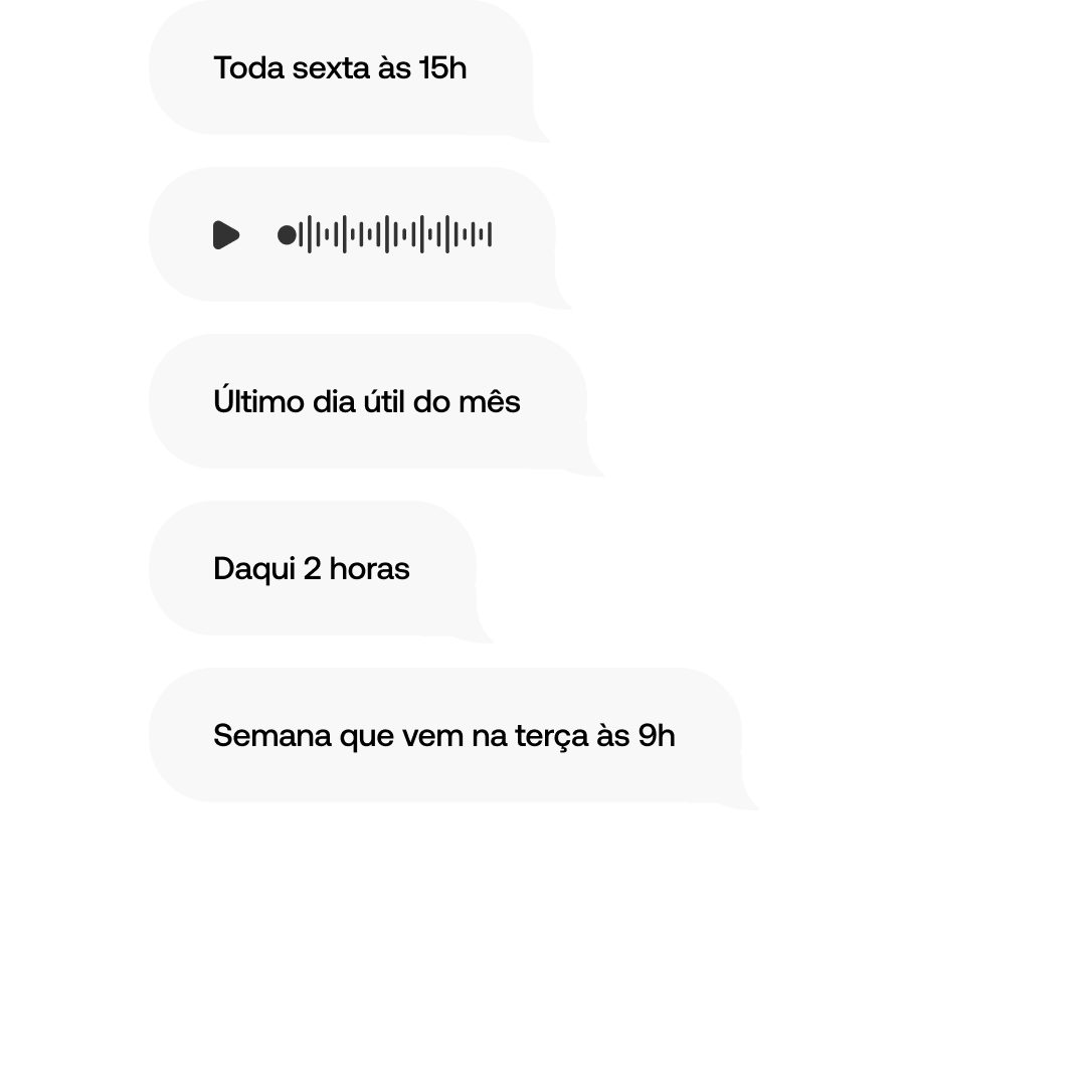 O Jota entende mensagens de texto, áudio e foto. É só chamar no WhatsApp.