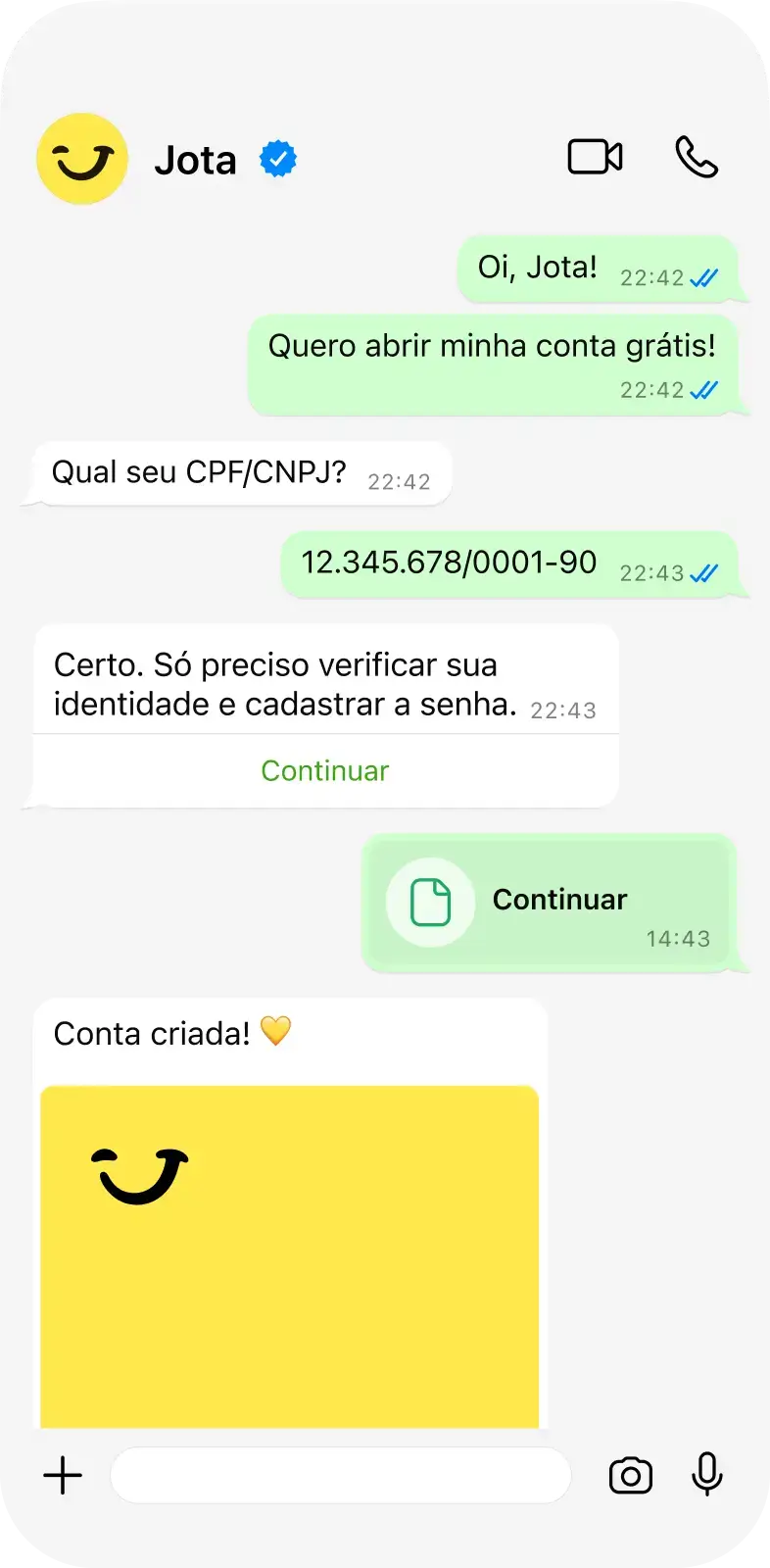 Passo a passo para abrir a conta PJ no Jota