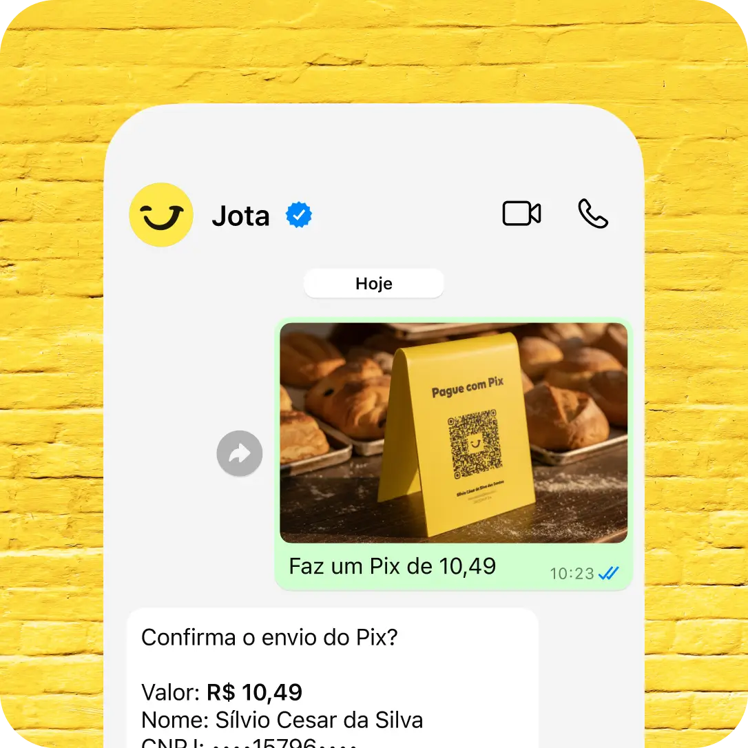 Envie Pix por texto, áudio ou foto no WhatsApp com o Jota