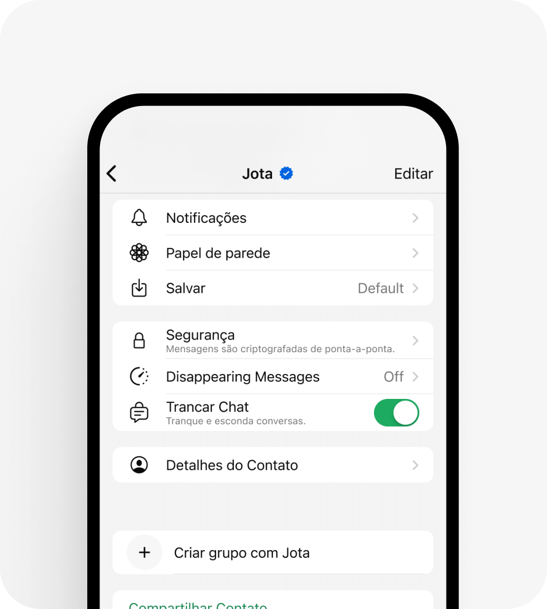 Recurso de trancar chat do WhatsApp