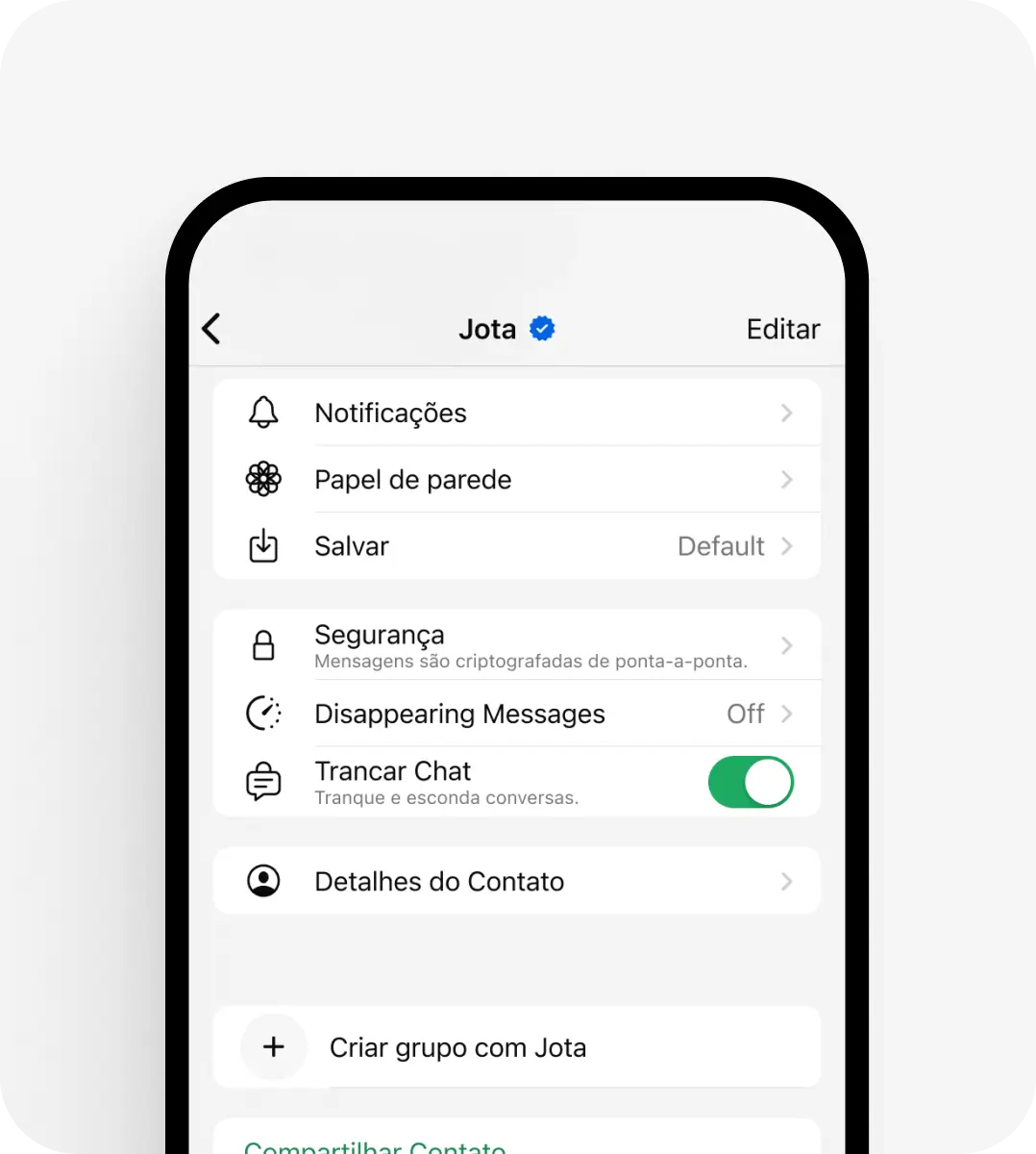 Recurso de trancar chat do WhatsApp